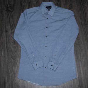 Apt 9 Men's Dress Shirt White Blue Plaid L 15 1/2